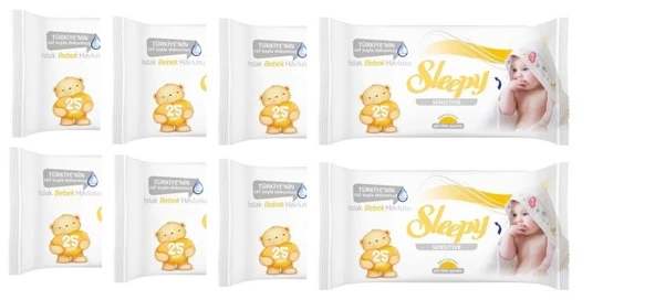 Sleepy Sensitive Islak Mendil 25'li 8 adet- Çanta boy Kapaksız ürün görseli 1