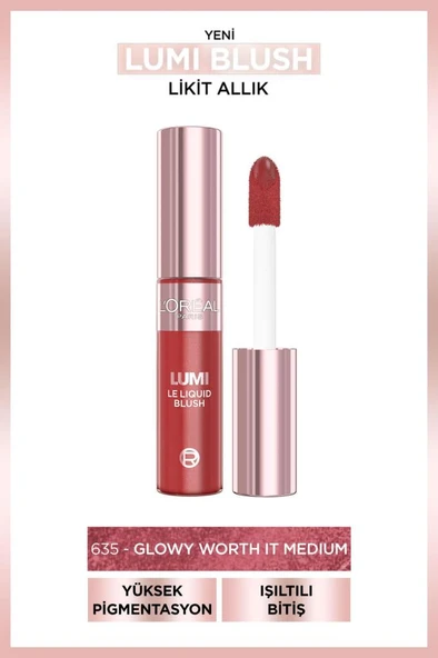 L'Oreal Paris Lumi Blush Likit Allık - 635 Glowy Worth It Medium ürün görseli 1