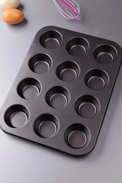 12'li Kek Kalıbı Yanmaz Yapışmaz Muffin Cupcake Kalıbı Kek Kalıbı ürün görseli 1