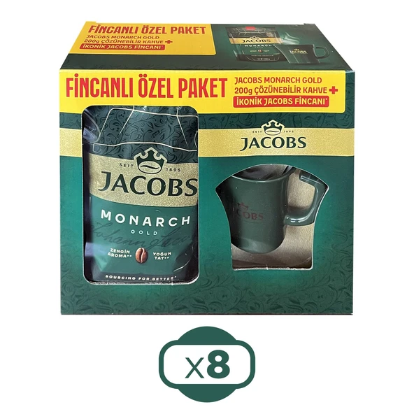 Jacobs Monarch Gold 200 gr İkonik Jacobs Fincanlı Set x 8 Adet ürün görseli 1