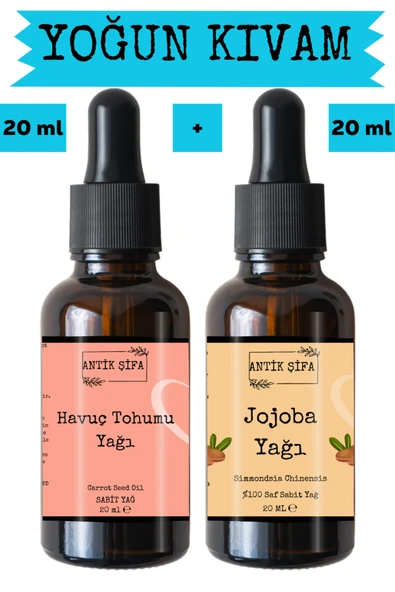 Antik Şifa Havuç Tohumu Yağı ve Jojoba Yağı 2 x 20 ml - %100 Soğuk Sıkım Saf ürün görseli 1