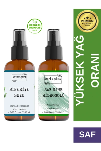 Antik Şifa Biberiye Suyu Ve Nane Suyu Seti - Yatıştırıcı Hidrosolü Seti (2X100ML) ürün görseli 1