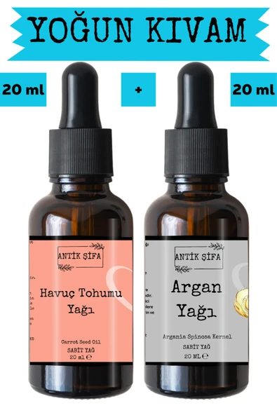 Antik Şifa Havuç Tohumu Yağı ve Argan Yağı 2 x 20 ml - %100 Soğuk Sıkım Saf ürün görseli 1