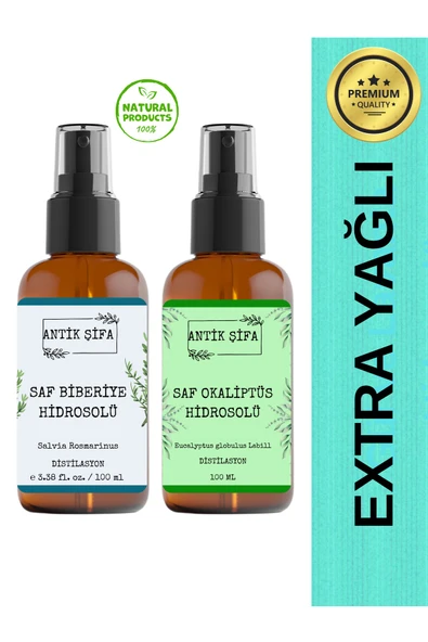 Antik Şifa Biberiye Suyu Ve Okaliptüs Suyu Seti - Parlaklık Hidrosolü Seti (2X100ML) ürün görseli 1