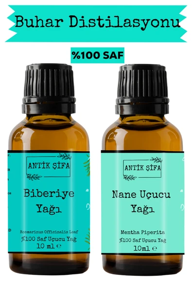 Antik Şifa Biberiye Yağı ve Nane Uçucu Yağı (10ml + 10 ml)- %100 Saf Seyreltilmemiş ürün görseli 1
