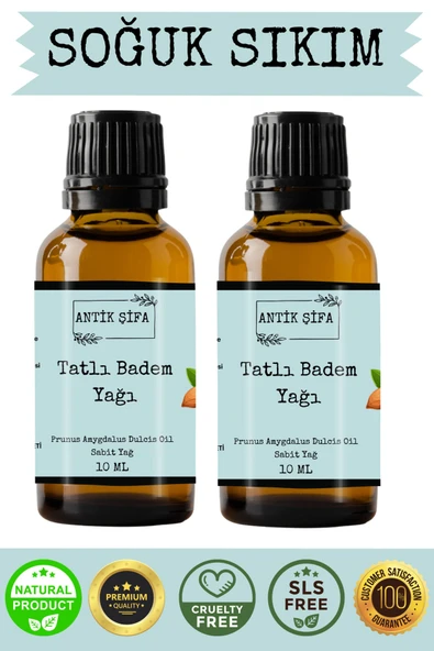 Antik Şifa %100 Saf Tatlı Badem Yağı - 2x 10 ml (Soğuk Sıkım) ürün görseli 1