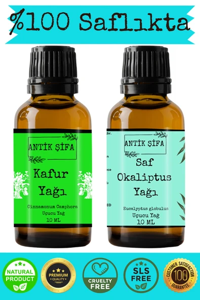 Antik Şifa %100 Saf Kafur Yağı veOkaliptus Uçucu Yağı - (10ml + 10ml) ürün görseli 1