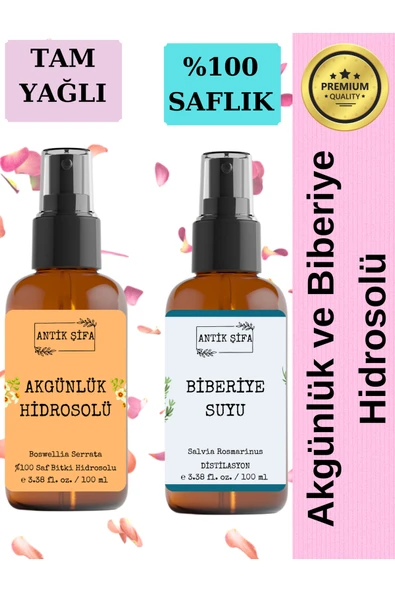 Antik Şifa Akgünlük Suyu ve Biberiye Suyu (100ml+100ml) - Doğal Ak günlük, Sığla ve Biberiye Hidrosolü ürün görseli 1