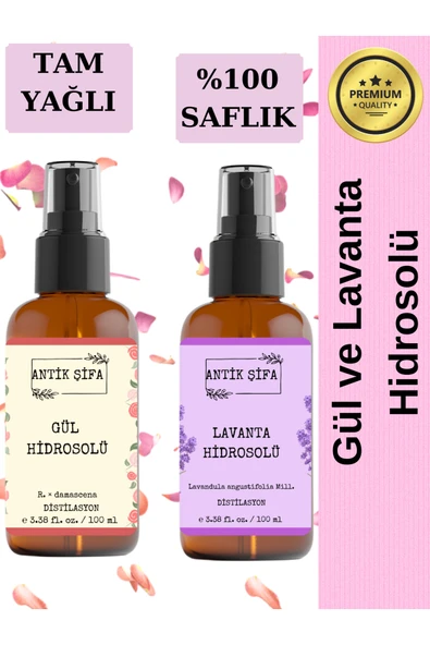 Antik Şifa %100 Doğal Gül Suyu Ve Lavanta Suyu - 2li Hidrosol Seti (2x100ml) ürün görseli 1