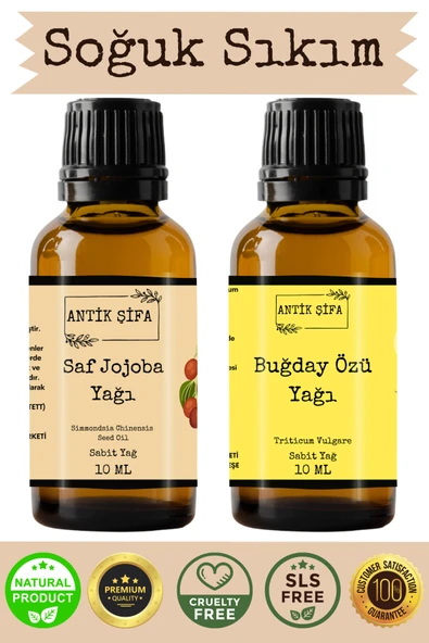 Antik Şifa %100 Saf Jojoba Yağı ve Buğday Yağı 10 ml + 10 ml ürün görseli 1