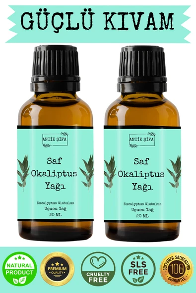 Antik Şifa %100 Saf Okaliptus Uçucu Yağı - 2x20 Ml (seyreltilmemiş) ürün görseli 1