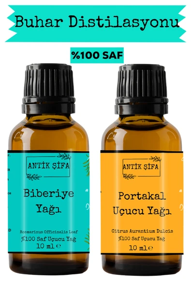 Antik Şifa Biberiye Yağı ve Portakal Kabuğu Uçucu Yağı (10ml + 10 ml)- %100 Saf Seyreltilmemiş ürün görseli 1