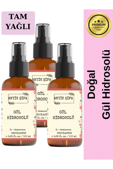 Antik Şifa Gül Suyu 300 ml - Saf Tam Yağlı Gül Hidrosolü Tonik (3 X 100 ML) ürün görseli 1