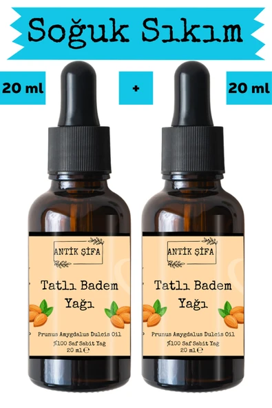 Antik Şifa %100 Saf Tatlı Badem Yağı - 2x 20 ml (Soğuk Sıkım) ürün görseli 1