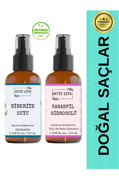 Antik Şifa Biberiye Suyu Ve Karanfil Suyu Seti - Doğal Biberiye Saç Toniği Seti (2X100ML) ürün görseli 1
