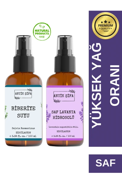Antik Şifa Biberiye Suyu Ve Lavanta Suyu Seti - Doğal Biberiye Saç Toniği Seti (2X100ML) ürün görseli 1