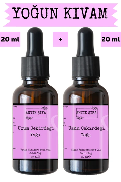 Antik Şifa Üzüm Çekirdeği Yağı (2 X 20 ML)- %100 Seyreltilmemiş, Doğal Taşıyıcı Sabit Yağ ürün görseli 1