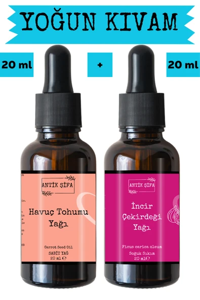 Antik Şifa Havuç Tohumu Yağı ve incir çekirdeği Yağı 2 x 20 ml - %100 Soğuk Sıkım Saf ürün görseli 1