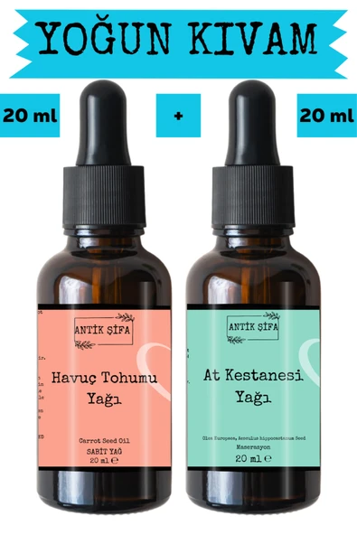Antik Şifa Havuç Tohumu Yağı ve At Kestanesi Yağı 2 x 20 ml - %100 Soğuk Sıkım Saf ürün görseli 1