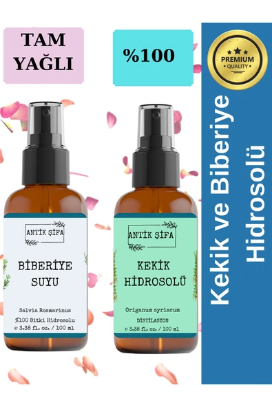 Antik Şifa Biberiye Suyu Ve Kekik Suyu Seti - Yağlı Ciltlere Özel Hidrosolü Seti (2x100ml) ürün görseli 1