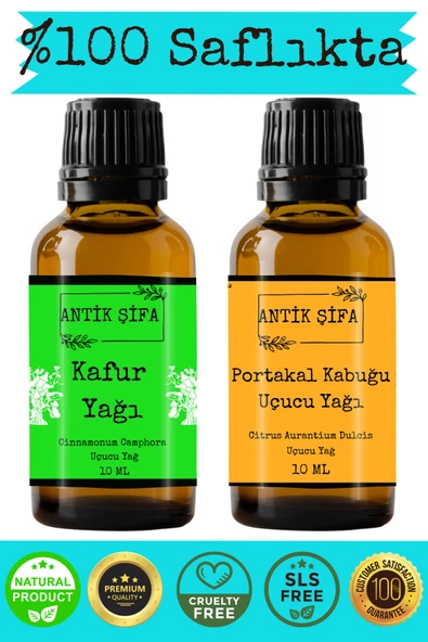 Antik Şifa %100 Saf Kafur Yağı ve Portakal Uçucu Yağı - (10ml + 10ml) ürün görseli 1