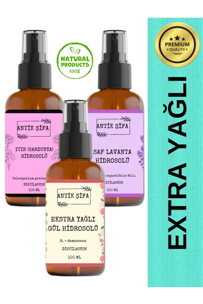 Antik Şifa Hydra-s.o.s Hidrosol Seti - Lavanta, Sardunya Ve Gül Suyu (3 X 100ML) ürün görseli 1