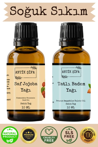Antik Şifa %100 Saf Jojoba Yağı ve Tatlı Badem Yağı - (10ml + 10ml) ürün görseli 1