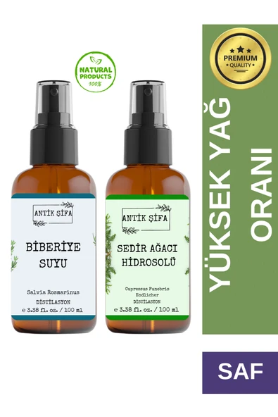 Antik Şifa Biberiye Suyu Ve Sedir Suyu Seti -parlaklık Hidrosolü Seti (2X100ML) ürün görseli 1