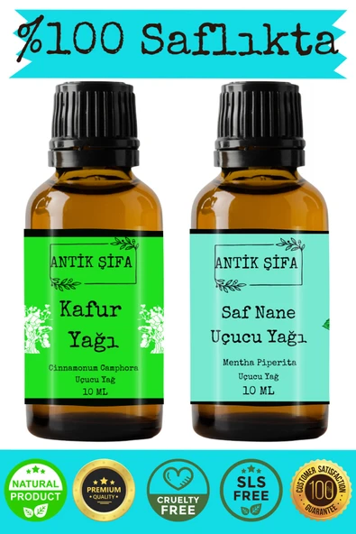 Antik Şifa %100 Saf Kafur Yağı ve Nane Uçucu Yağı - (10ml + 10ml) ürün görseli 1