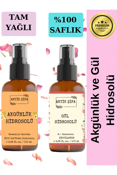 Antik Şifa Akgünlük Suyu ve Gül Suyu (100ml+100ml) - Doğal Ak günlük, Sığla ve Gül Hidrosolü ürün görseli 1