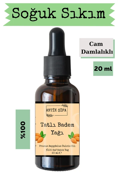 Antik Şifa %100 Saf Tatlı Badem Yağı - 20 ml (SOĞUK SIKIM) -seyreltilmemiş, Doğal ürün görseli 1