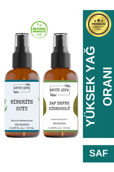 Antik Şifa Biberiye Suyu Ve Defne Suyu Seti - Sıkılaştırıcı Hidrosolü Seti (2x100ml) ürün görseli 1