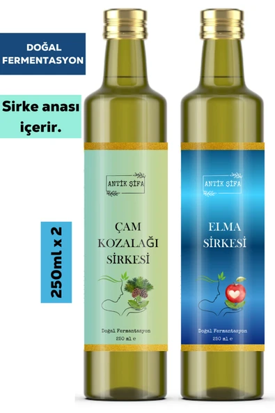 Antik Şifa Çam Kozalağı Sirkesi ve Elma Sirkesi ( 250 ml + 250 ml ) - Doğal Fermente ürün görseli 1