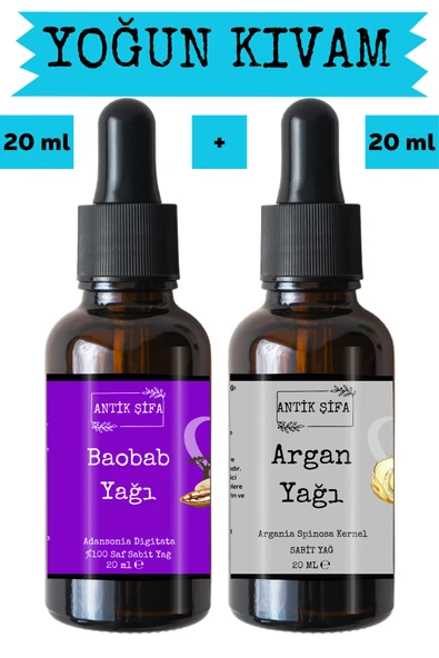 Antik Şifa Baobab Yağı ve Argan Yağı (20ml + 20ml) - Doğal Saç Bakım Yağı Seti ürün görseli 1