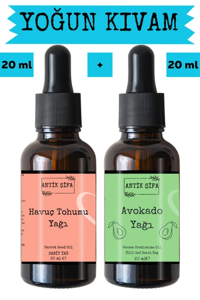 Antik Şifa Havuç Tohumu Yağı ve Avokado Yağı 2 x 20 ml - %100 Soğuk Sıkım Saf ürün görseli 1