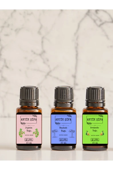 Antik Şifa Anti-aging Besleyici Doğal Ve Saf Yağ Seti (baobab, Avakado, Jojoba Yağı) - 3 X 20 Ml ürün görseli 1