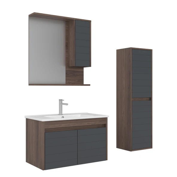 Orka Serra 85 cm Navaro/Antrasit Banyo Dolabı Takımı ve Boy Dolabı ürün görseli 1