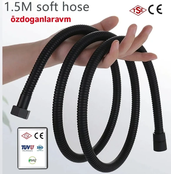 Üniversal Siyah Duş Banyo Spirali Hortumu 150 cm ürün görseli 1
