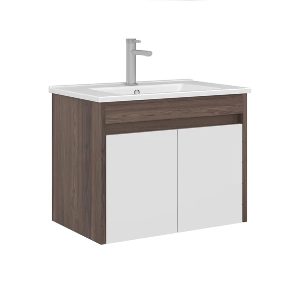 Orka Serra 65 cm Navaro/Beyaz Banyo Dolabı Alt Modül ve Lavabo ürün görseli 1