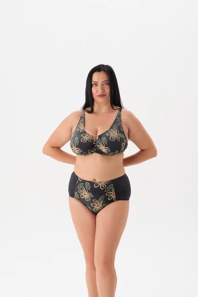 Büyük Beden Toparlayıcı Yeşil Bikini Takım ürün görseli 1
