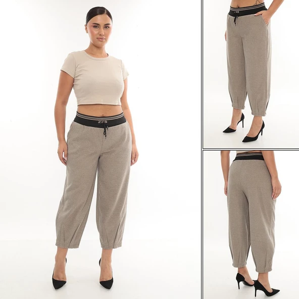 Büyük Beden Mom Fit Kışlık Spor Şık Kadın Pantolon ürün görseli 1