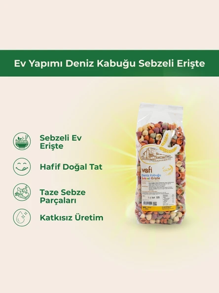 Ev Yapımı Deniz Kabuğu Sebzeli Erişte 500 gr MG 1 ADET ürün görseli 1