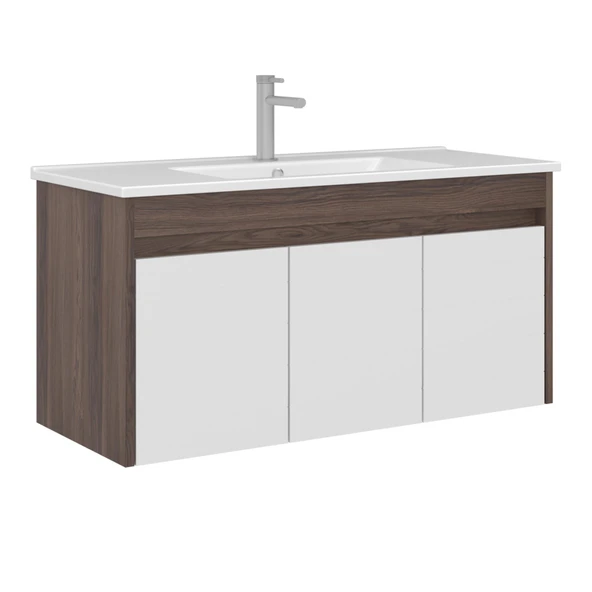 Orka Serra 100 cm Navaro/Beyaz Banyo Dolabı Alt Modül ve Lavabo ürün görseli 1