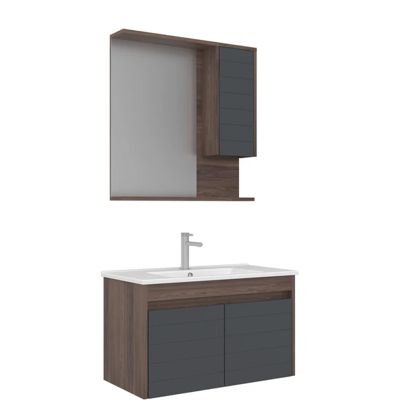 Orka Serra 85 cm Navaro/Antrasit Banyo Dolabı Takımı ürün görseli 1