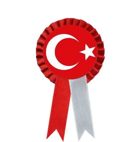 Türk Bayrağı Yaka Rozeti Kurdelalı Kokart- 1 Adet ürün görseli 1