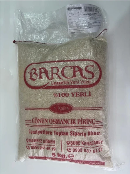 BARCAS 5 KG GÖNEN OSMANCIK PİRİNÇ ürün görseli 1