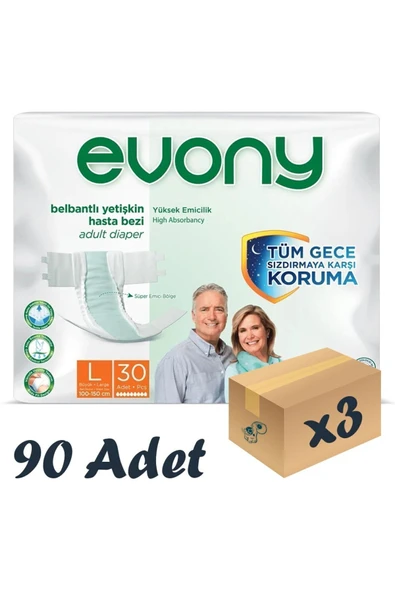 EVONY Yetişkin Bezi Large 90 Adet ürün görseli 1