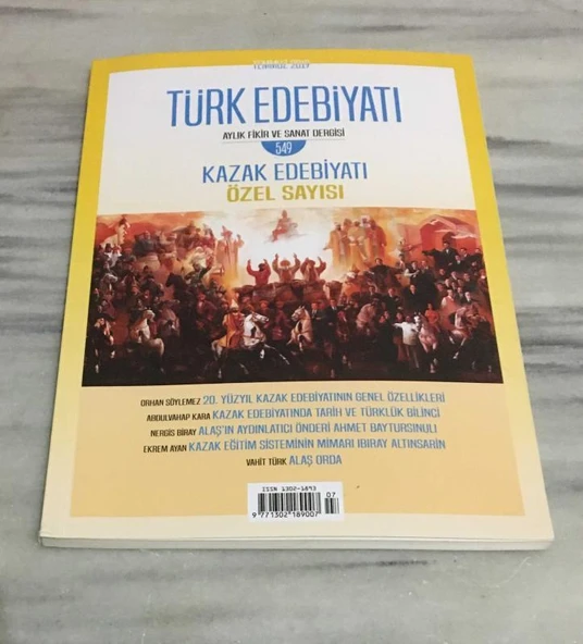 TÜRK EDEBİYATI Temmuz 2019 Sayı 549 KAZAK EDEBİYATI ÖZEL SAYISI (Sahafiye Kitap) ürün görseli 1