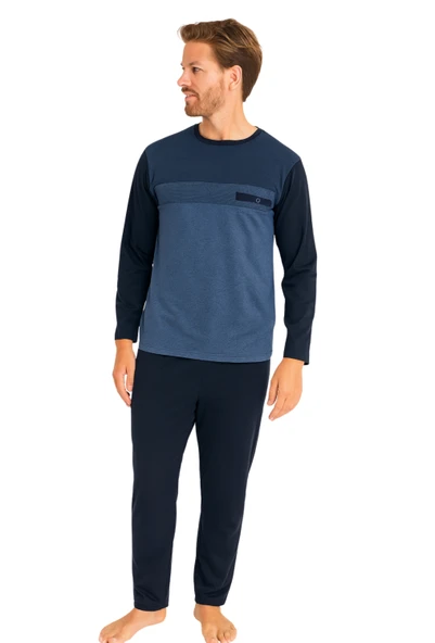 9217-kly 0 yaka flato cepli pijama takım ürün görseli 1
