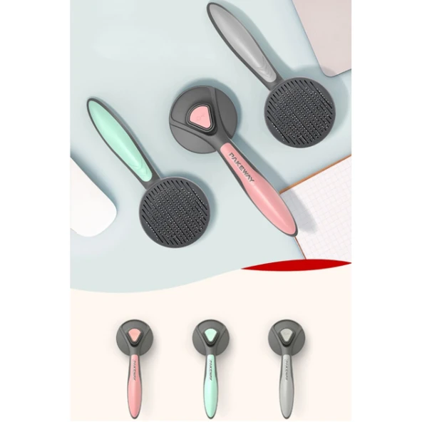 Otomatik Tuşlu Kendini Temizleyen Kedi Köpek Tarağı ürün görseli 1